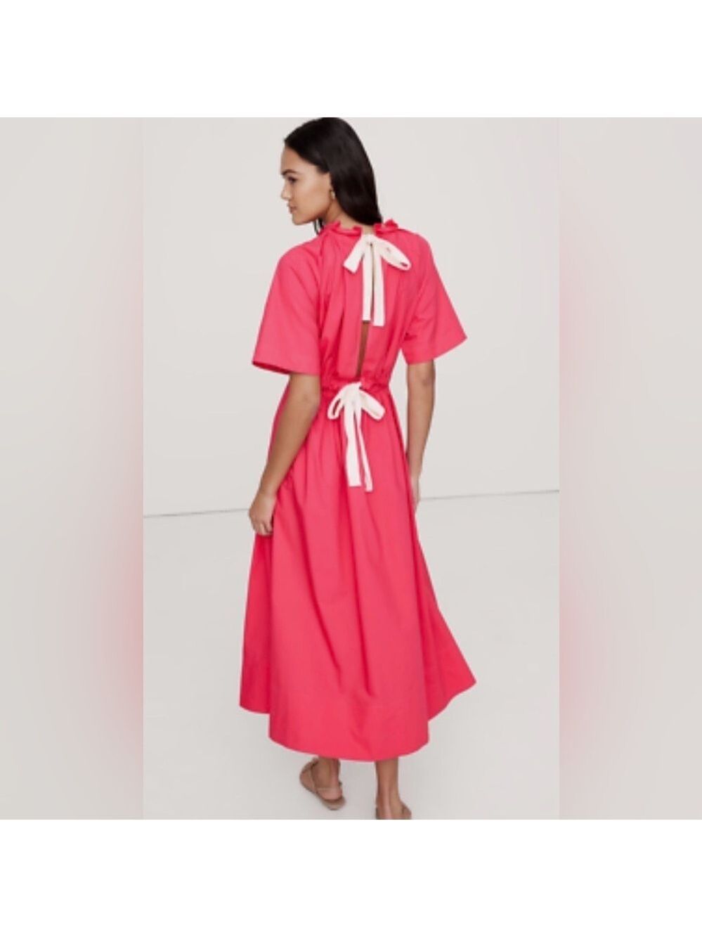 Banana Republic Coral Gem Cotton Poplin Open Back Midi Dress NWT XXL Vacation